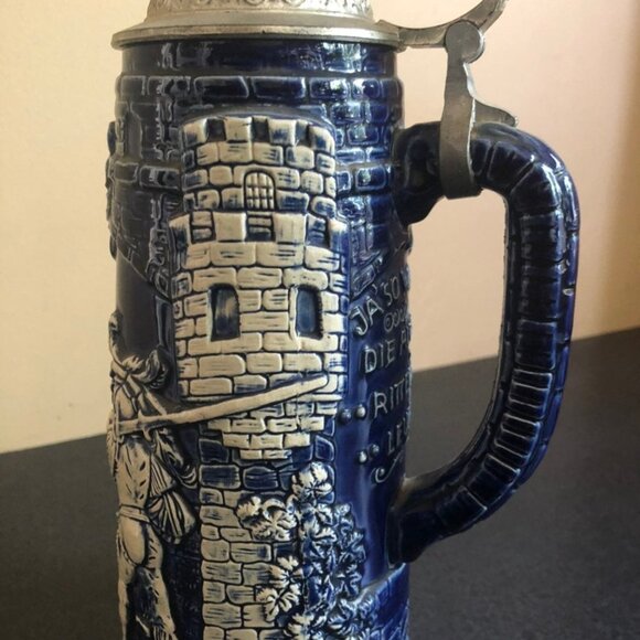 Western Germany Blue Painted Beer Stein RARE vintage - Picture 3 of 10